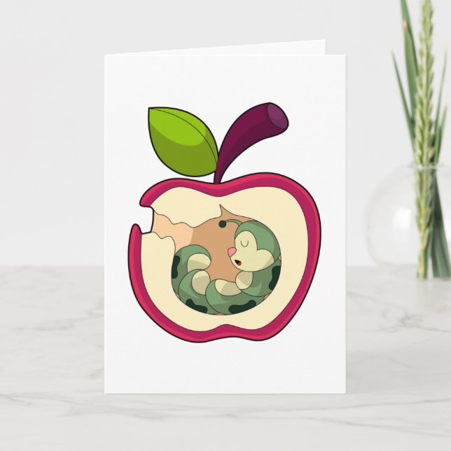 Cartão Lagarta Maçã Adormecida (Frente)