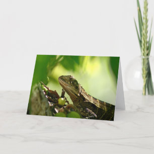 Cartão Lagarto australiano entre folhas, saudação fotográ