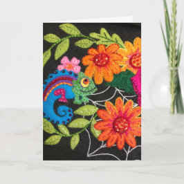 Cartão Lagarto Gecko Feltro Costurado Aniversário