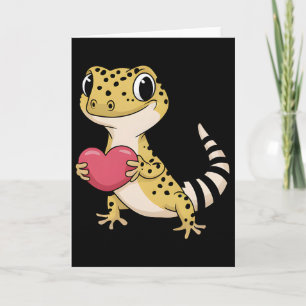 Cartão Lagarto Leopardo Animal Amantes do Dia dos Namorad