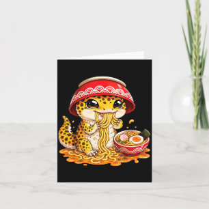 Cartão Lagarto Leopardo Comendo Macarrão Ramen Japonês Ka