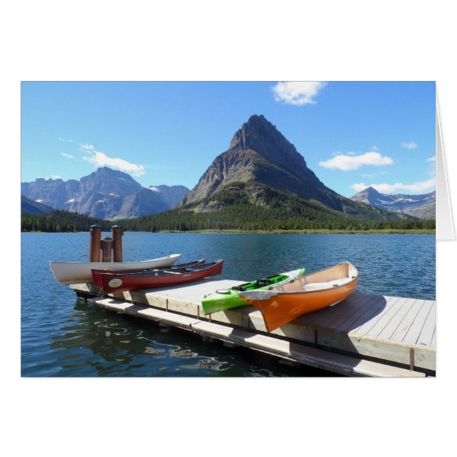 Cartão Lago Boats Swiftcurrent - Parque Nacional Glacier (Frente horizontal)