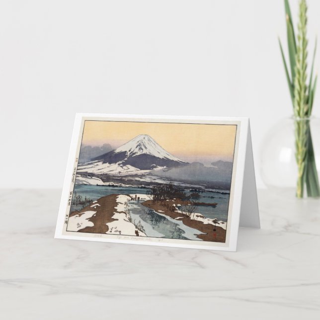 Cartão Lago Kawaguchi, Hiroshi Yoshida, Woodcut (Frente)