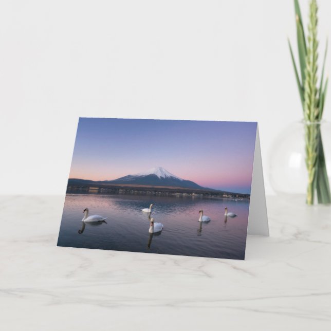 Cartão Lago mount Fuji | Yamanaka com cisnes (Frente)