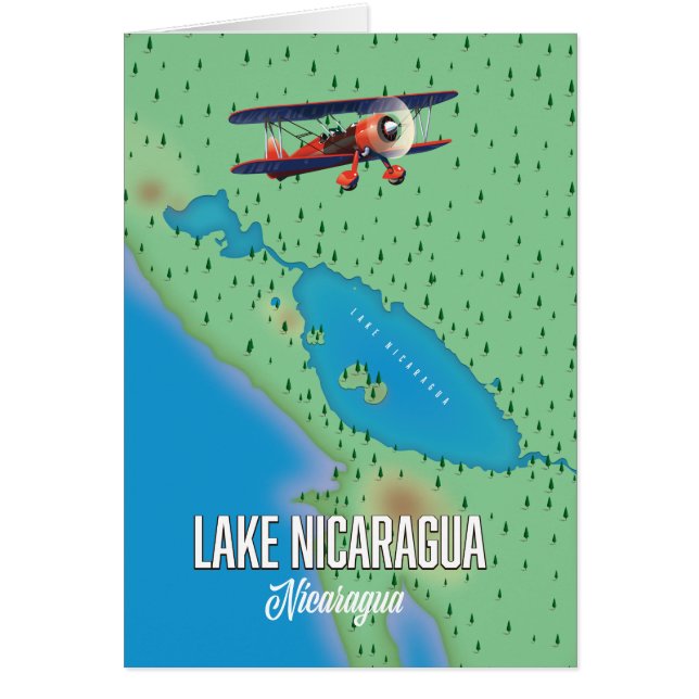 Cartão Lago Nicarágua, mapa da Nicarágua (Frente)