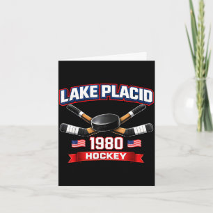 Cartão Lago placid 1980 hóquei vintage puck EUA nova york