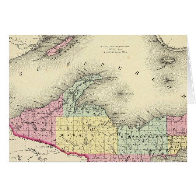 Cartão Lago Superior E A Parte Norte De Michigan (Frente Horizontal)