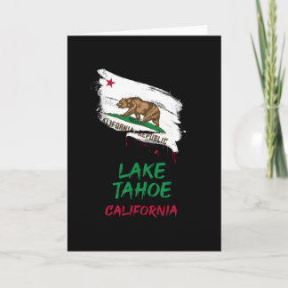 Cartão Lago Tahoe Califórnia Pintura Esborratada Bandeira