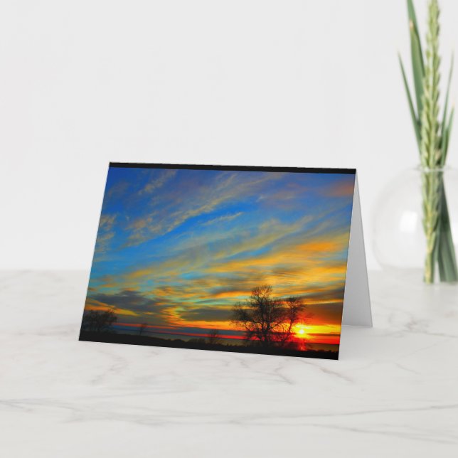 Cartão Lago Winnebago Sunset Pensando Em Você (Frente)