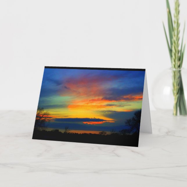 Cartão Lago Winnebago Sunset Pensando Em Você (Frente)