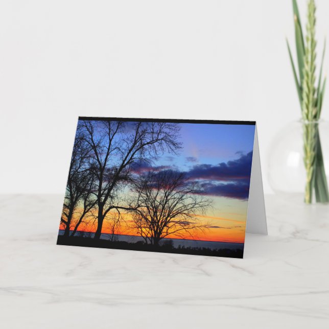 Cartão Lago Winnebago Sunset Pensando Em Você (Frente)