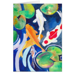 Cartão lagoa Koi do lírio