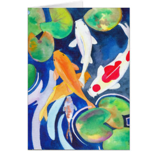 Cartão lagoa Koi do lírio