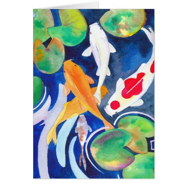 Cartão lagoa Koi do lírio (Frente)