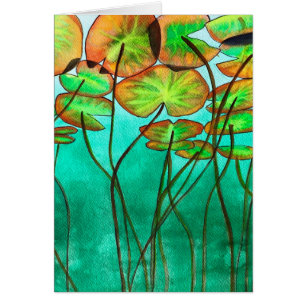 Cartão lagoa verde serena com lilypads