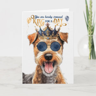 Cartão Lakeland Terrier Dog King para o dia feliz anivers