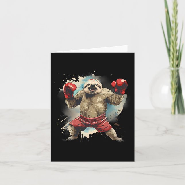 Cartão Lama de Boxing com luvas de boxe Engraçada B (Frente)