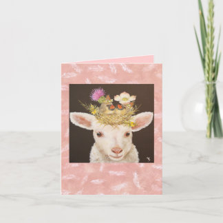 Cartão Lamb com dois cardeais bebês