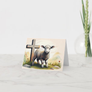 Cartão Lamb & Wooden Cross Páscoa