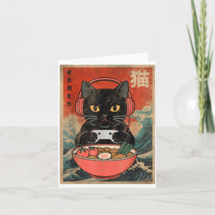 Cartão Lamen de Gato Japonês Gráfico Divertido Kawaii Ani