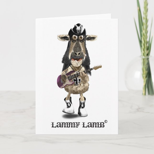 Cartão Lammy Lamb a Heavy Metal Rock SHEEP (Frente)