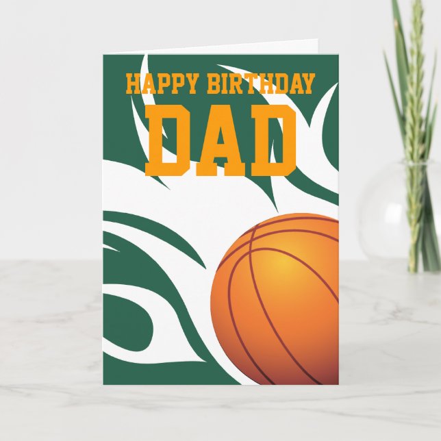 Cartão Lâmpada personalizável de basquete verde e branco (Frente)
