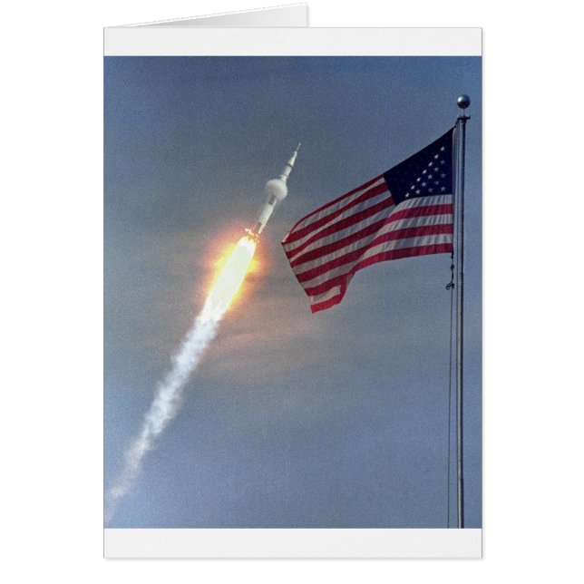 Cartão Lançamento da Apollo 11, com bandeira, NASA (Frente)