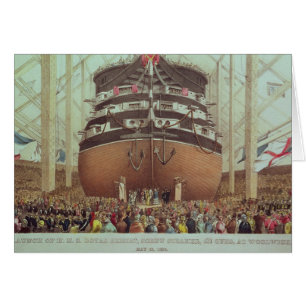 Cartão Lançamento de H.M.S. Real Albert, navio a vapor do