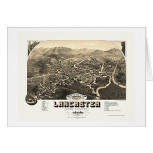 Cartão Lancaster, mapa panorâmico do NH - 1883