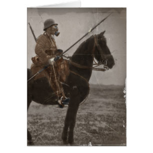 Cartão Lanceiro alemão a cavalo