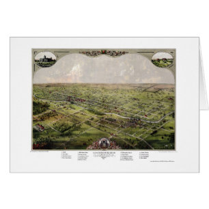 Cartão Lansing, mapa panorâmico do MI - 1866