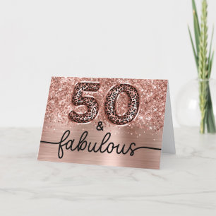 Cartão Lantejoulas Rosa Glamour Leopard Glam 50 e Fabulos