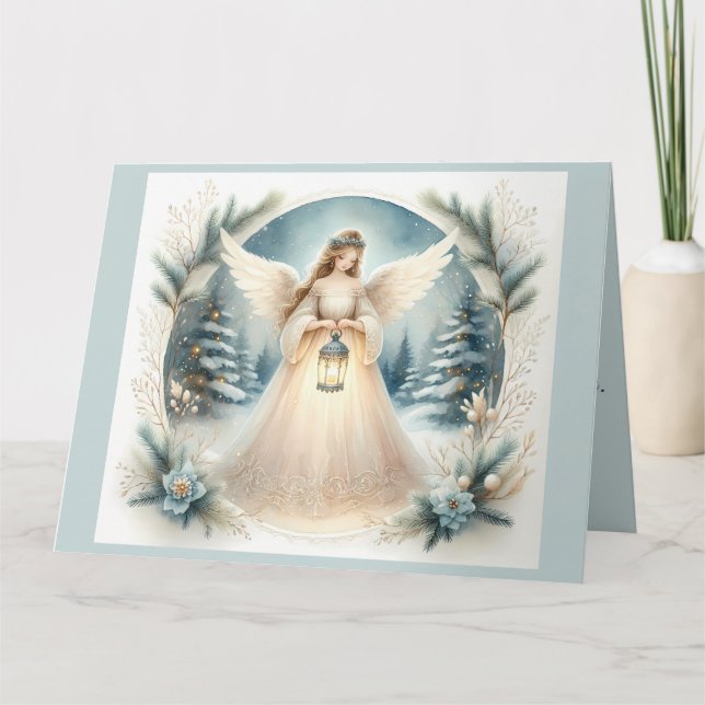 Cartão Lanterna Celestial do Anjo do Inverno da Esperança (Frente)