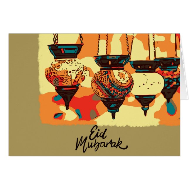 Cartão Lanterna turca pintada (Frente Horizontal)