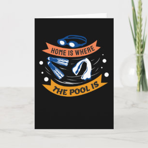 Cartão Lar é Onde Fica a Piscina - Desenho de Natação