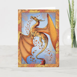 Cartão Laranja Dragão de Autumn Nature Fantasy Art