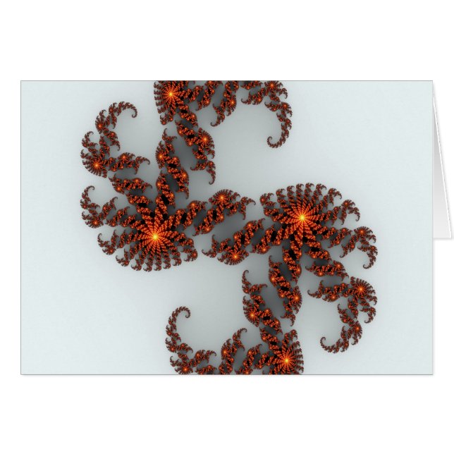 Cartão Laranja Sunburst Fractal (Frente Horizontal)