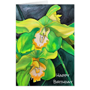 Cartão Laranjas flores verdes e amarelas