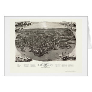 Cartão Larchmont, mapa panorâmico de NY - 1904