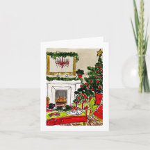 Lareira de Natal com Lustre Vermelho