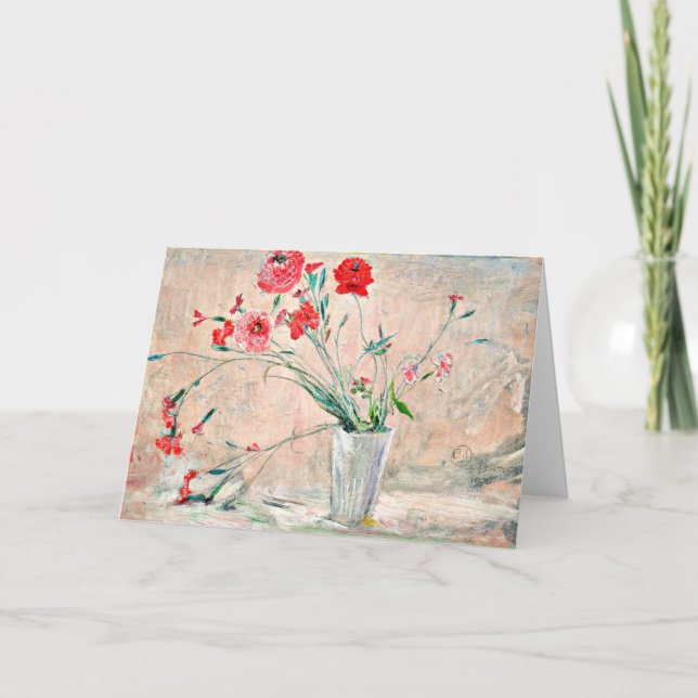 Cartão Larsson - Cravos e Poppies (Frente)