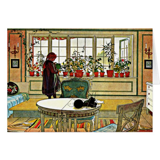 Cartão Larsson - Flores na janela (Frente Horizontal)