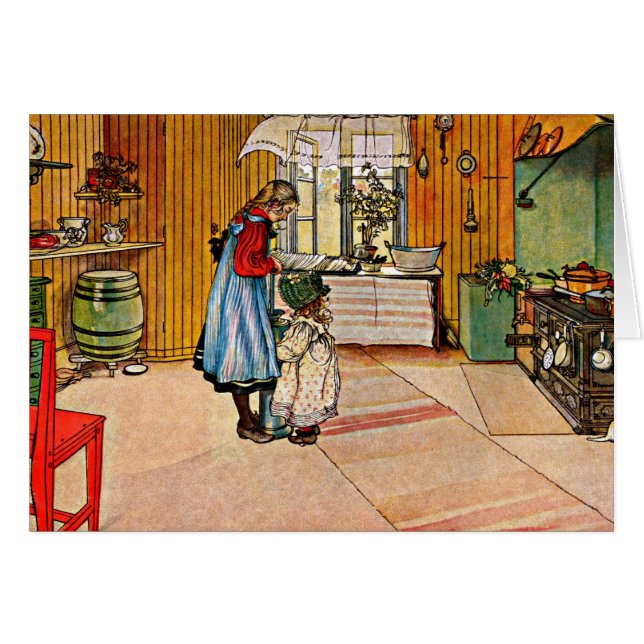 Cartão Larsson: The Kitchen, 1898 (Frente horizontal)