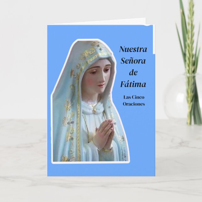 Cartão Las 5 oraciones reveladas por la Virgen de Fátima (Frente)