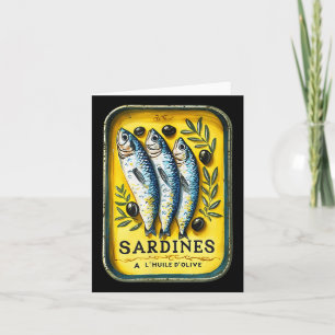 Cartão Lata de Peixe Sardinha Amarela Europeia Retro de V