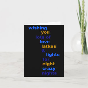 Cartão Latke de Amor de Hanukkah Engraçado Luzes em Azul