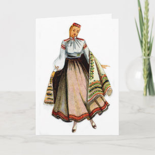 Cartão Latvian traditional costume greeting card