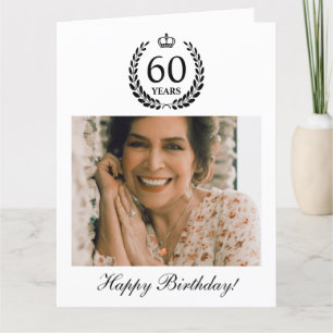 Cartão Laurel Wreath Crown Photo Happy 60th Birthday