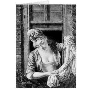 Cartão Lavagem wringing da mulher