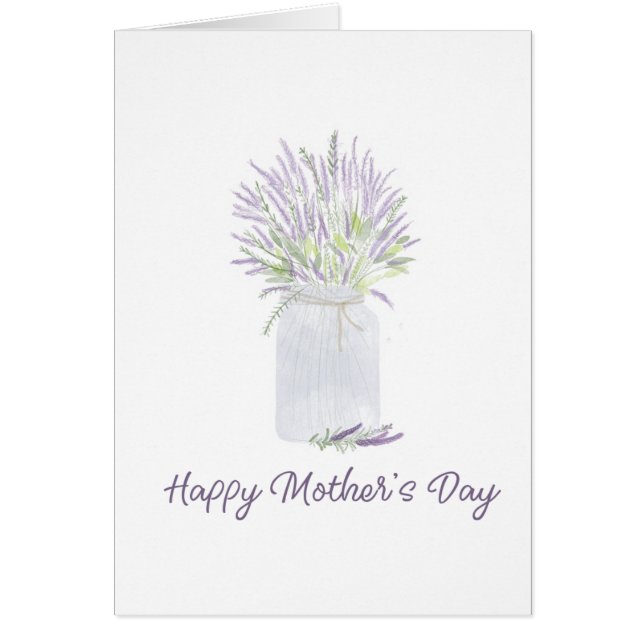 Cartão Lavanda de aquarela desenhada à mão - Mãe feliz (Frente)